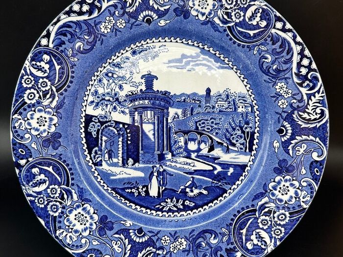 Antique 1930'  LANDSCAPE BLUE by W R Midwinter Dinner Plate