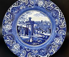 Antique 1930'  LANDSCAPE BLUE by W R Midwinter Dinner Plate