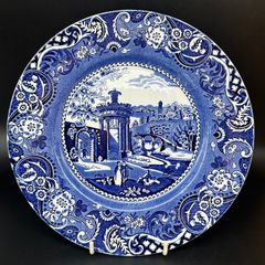 Antique 1930'  LANDSCAPE BLUE by W R Midwinter Dinner Plate