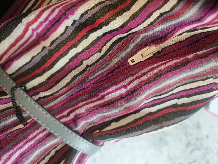Vintage 70s 80s purple grey stripe secretary midi dress size M Postage included