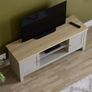 rlington 2 Door TV Unit, Engineered Wood, Grey & Oak, H 49 x W 128 x D 39 cm Image 2