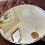 Pretty Early 20th Century Frameless Oval Bevelled Mirror with Original Chain Image 8