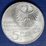 1974 Unc Germany D Silver 5 Deutsche Mark Immanuel Kant Image 3