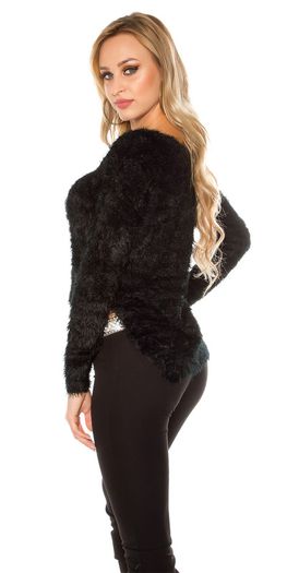 _high_low_soft_sweater__Color_BLACK_Size fits s-m