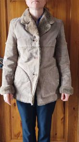 Beige Leather Size Medium NAF NAF Classic Vintage 2000s Ladies Womens naf naf