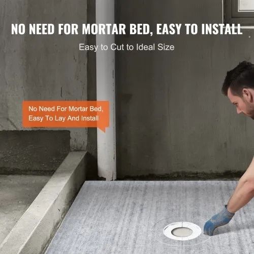 Shower Curb Kit, 1828x1828mm Shower Pan Kit with 160mm Central Drain, Lightweight EPS Shower Installation Kits with 2 Waterproof Cloths