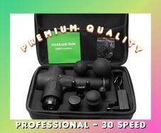 Professional 30 Speed Massage Gun Deep Tissue Muscle Massager 6 Attachments LCD Control