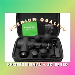 Professional 30 Speed Massage Gun Deep Tissue Muscle Massager 6 Attachments LCD Control
