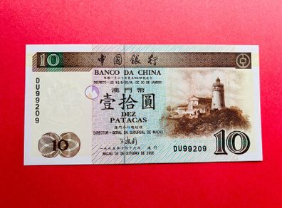 MACAU   10. Patacas   1995 .  Pick. 90  BOC . ( Uncirculated )