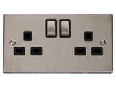 Stainless Steel Twin 13 Amp Socket Switched