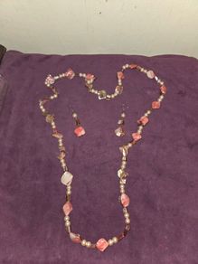 Natural Sea Shell and Pearl Necklace and earring set