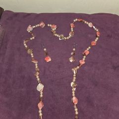 Natural Sea Shell and Pearl Necklace and earring set
