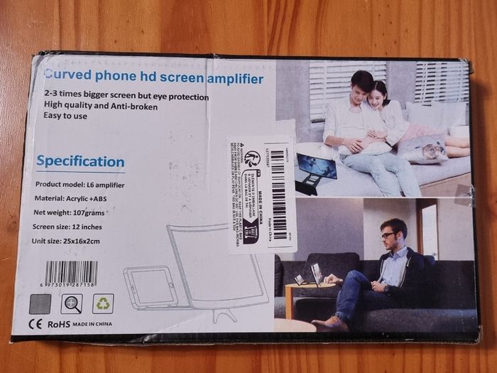 Curved Screen Magnifier Projector - Foldable Stand, Smartphone Compatibility for Movies, Videos & Gaming.