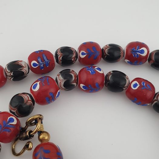 Antique Venetian Style Floral & Trade Glass Beads Necklace