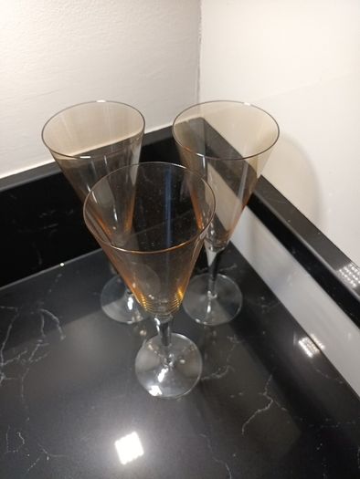 3 champagne glasses