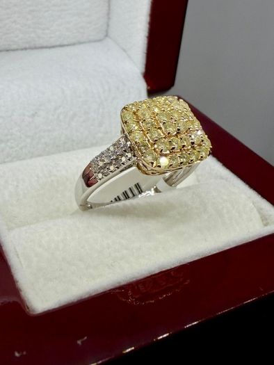 Gold SGL Certified - Natural Yellow Diamond & White Diamond Ring in 9K Yellow & White Gold 1.00 Ct.
