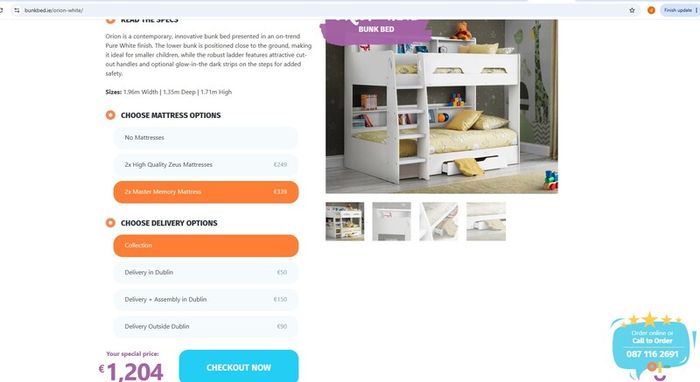 Orion White Bunk Bed