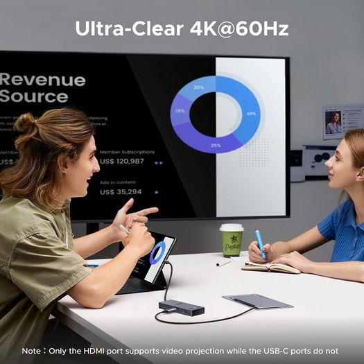 USB C Hub, 8-in-1 4K@60Hz HDMI to USB-C Adapter, 170MB/s microSD SD Card Reader, 3x 10Gbps USB-A/C Ports, 100W PD, 30cm Cable, Aluminum Compact USB Hub for MacBook, HP, Dell, iPad Pro