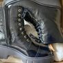 Unisa Navy Leather Patent Biker Boots Image 2