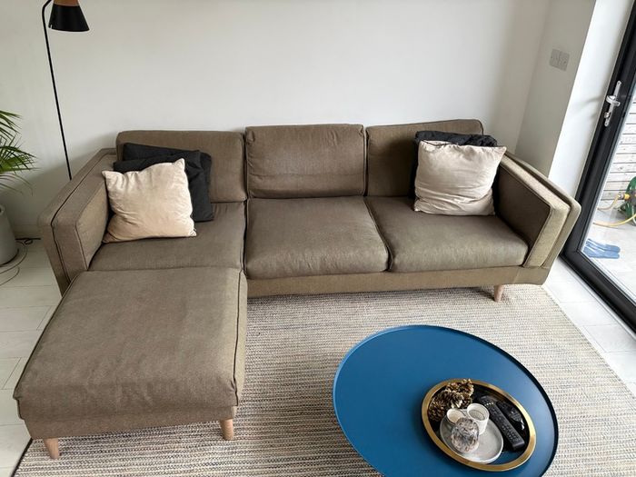 Grey 3 seater couch + ottoman