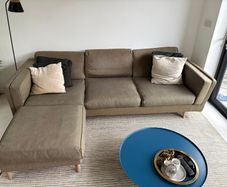 Grey 3 seater couch + ottoman