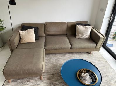 Grey 3 seater couch + ottoman