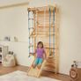 Swedish Ladder Wall Gym, 8-in-1 15 Levels Solid Wood Indoor Jungle Gym, 220LBS Wall Stall Bars Climbing Playset with Wall Ladder, Slide Board, Pull-Up Bar, Gym Rings, Swing Seat, Rope Ladder Image 8