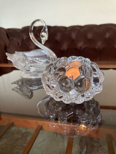 Orrefors Sweden Raspberry Clear Crystal Glass Votive Candle Holder Anne Nilsson 1980s