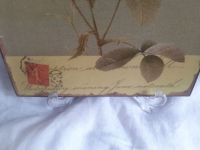 Vintage Enamel Rose Wall Plaque