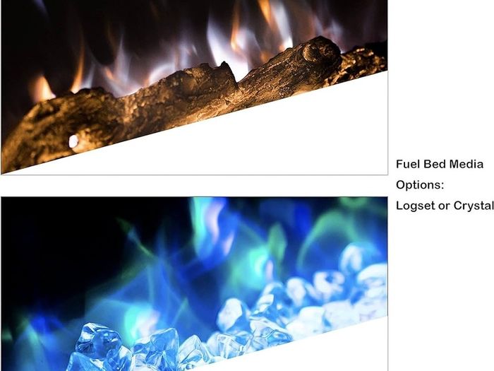 FREE P&P | Electric Fireplace Touch Screen Glass Panel Colorful Flame Insert Wall Mounted Heater Remote Control with Crystal&Log Set,900/1800W