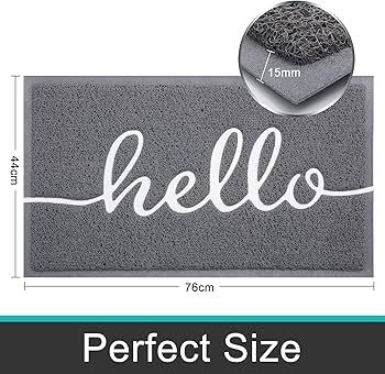 Door Mat, Dirt Trapper Doormats Non Slip Low Profile Durable Door Mat for Outdoor, Indoor, Entrance, Patio, Front Back Door  (44 x 76cm, Grey)