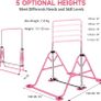 Gymnastics Bar for Kids, Junior Training Kip Horizontal Bar Gymnastics Equipment for Home, Adjustable Telescopic Height Folding Horizontal Bar with Gymnastic Rings for 3-12 Years Old Kids Image 2