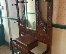 Antique hall stand with mirror and storage