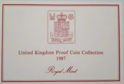 Royal Mint United Kingdom 1987 Proof Coin Collection Red Leather Case Coa