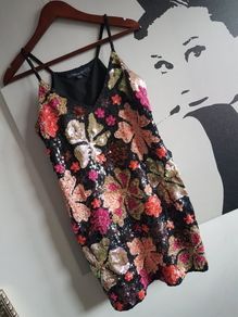 FRENCH CONNECTION Floral Sequin Embroidered Dress