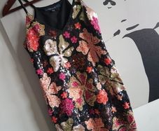 FRENCH CONNECTION Floral Sequin Embroidered Dress