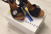 Brand New Black Leather Strapped Heels Size 6