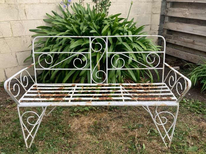 Vintage Wrought Iron Garden Set with Bench and 2 Armchairs (Restoration Project)