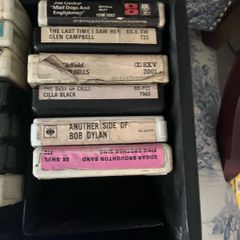 A box of old 8 track records