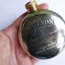 Vintage Jameson  Whiskey Hip Flask Round Flask, Pewter, brass- Screw Top Image 8