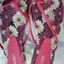 BNWT Pink LEATHER Strap flipflops Image 3