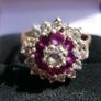 9K Gold Ruby and Gemstone Set Floral Motif Ladies Cluster Ring Set in 9 Carat Yellow Gold 375 Ring Size P - 3,76g Image 7