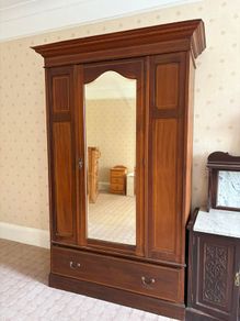 Edwardian inlaid mahogany wardrobe