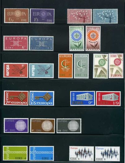 1960-1992 Ireland Europa Issues Complete Mint Never Hinged