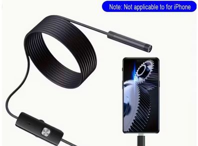 JCBLAON 2m Android-Compatible Endoscope Camera with Type-C USB, 640x480P HD Resolution, Adjustable Soft Wire Borescope Suitable for Car Inspection,,, for Use with Smartphones/Tablets (No External Adapter Required)