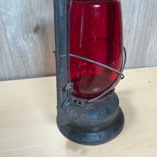 Vintage Dietz Monarch Kerosene Railway Lantern Red Glass Globe -For Restoration PROP
