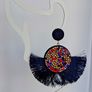 Navy Multi Coloured Crystal Fringe Disc Earrings Image 5