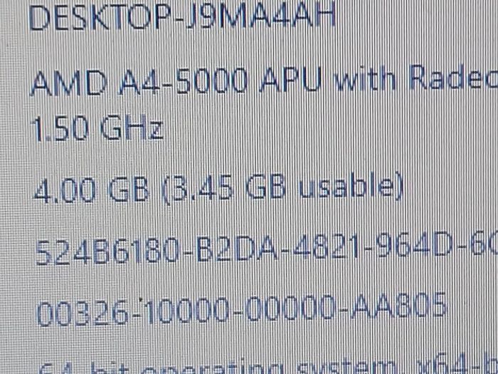 HP 15.6 inch Laptop, Model HP 255 G3 Rev 21F7-100, AMD A4-5000 APU with Radeon HD Graphics, 1.5GHz, 4GB Ram, 500GB Hdd, Windows 10, Microsoft Edge, Chrome and VLC