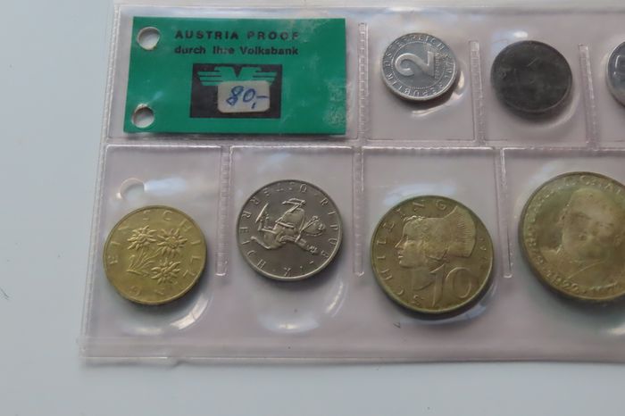 3 x Silver coins in 1972 Austrian Proof Coin Set ("durch Ihre Volksbank" edition)
