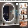 Oval Bluetooth Bathroom Mirror with LED Lights 600x1000mm, Anti-Fog, LED Bathroom Mirror with Memory, 3000K-6500K, Dimmable, HD Tempered Glass, IP44 Waterproof Image 3